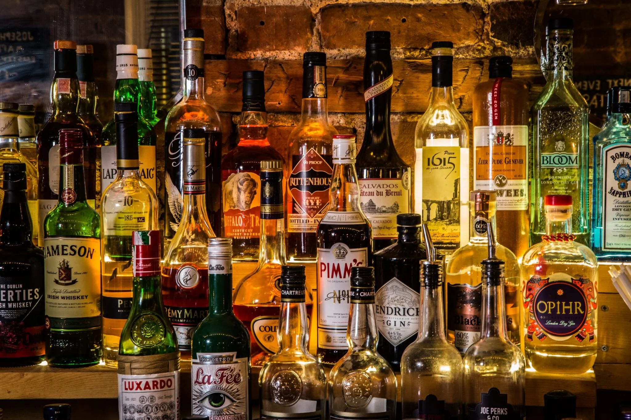 Bar with bottles of spirits